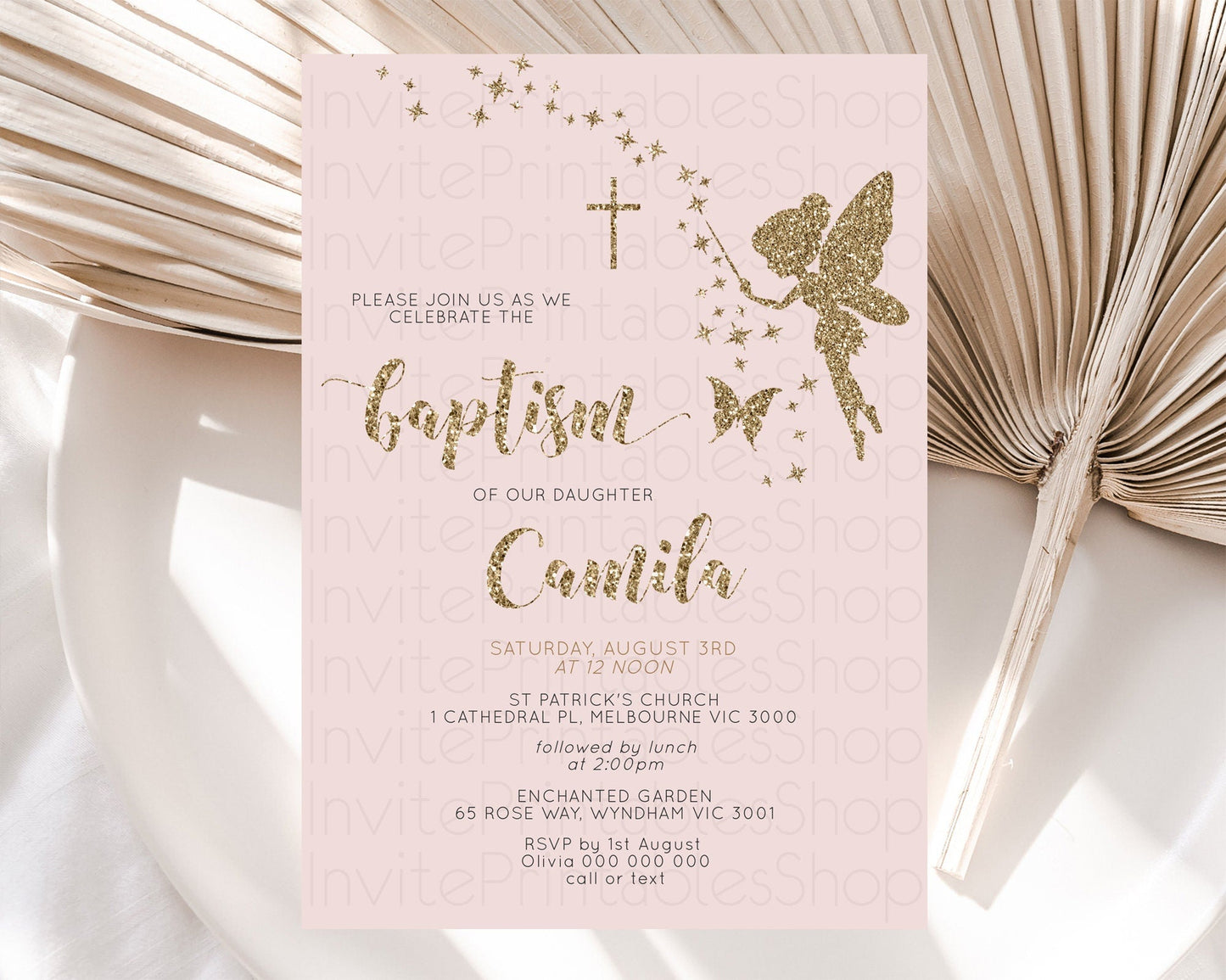 Fairy Baptism Invitation Fairy Baptism 1st Birthday Invitation Enchanted Secret Garden Christening Invite Pastel Floral Butterfly D10899