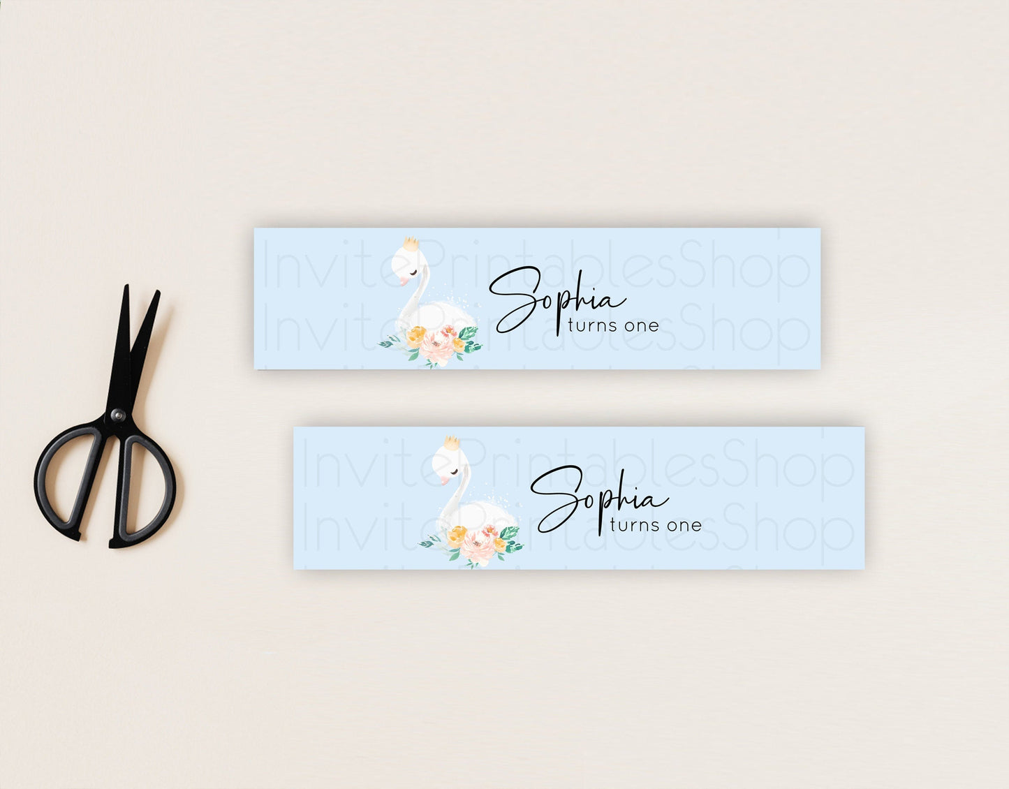 Swan Water Label Template Swan Princess Ballet Party Decor Enchanted Secret Garden Pastel Floral Birthday Baptism Baby Shower D10903