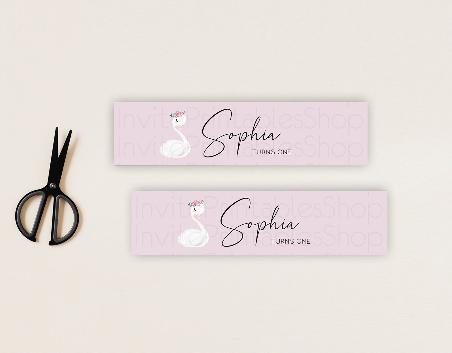 Swan Water Label Template Swan Princess Ballet Party Decor Enchanted Secret Garden Pastel Floral Birthday Baptism Baby Shower D10758