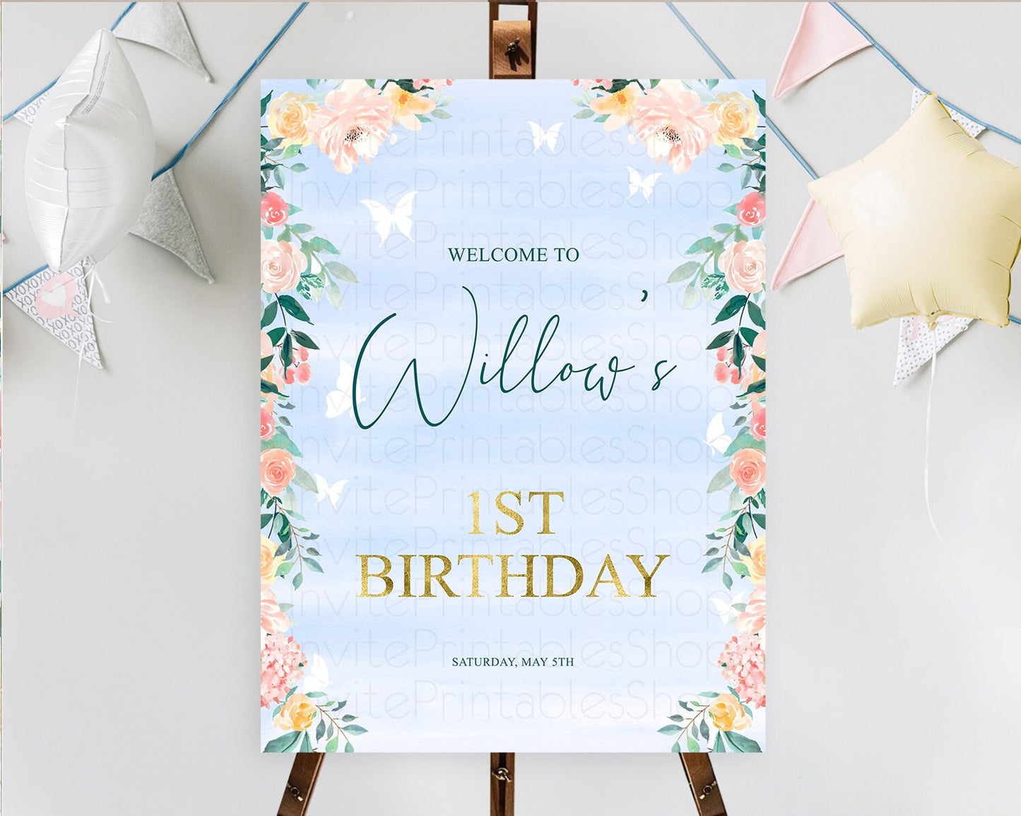 Secret Garden Welcome Sign Wildflower Welcome Board Pastel Flower Garden Welcome Poster Boho Wildflower First Birthday Welcome Sign D10337