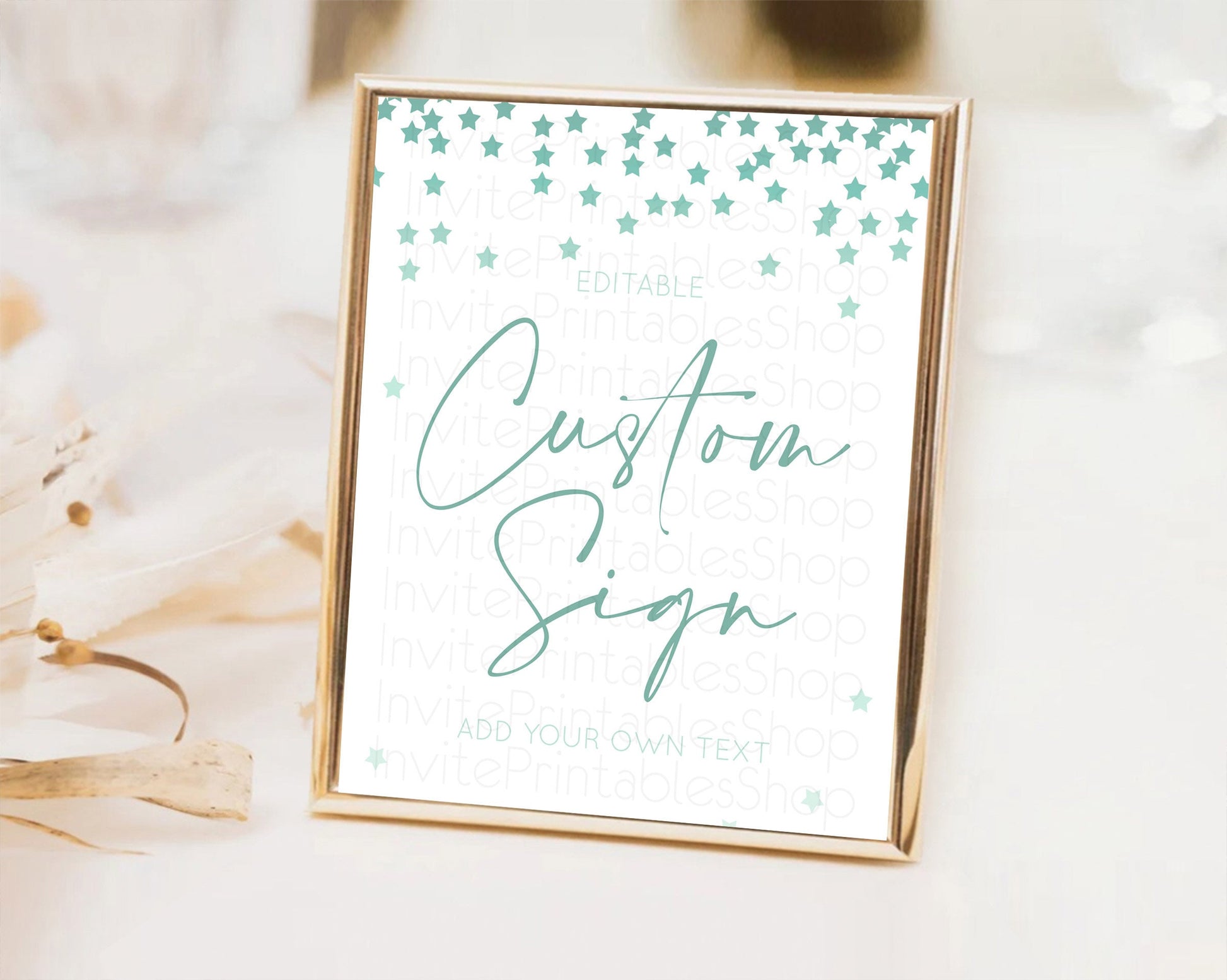 Editable Twinkle Stars Sign Pastel Twinkle Little Star Party Shooting Star C