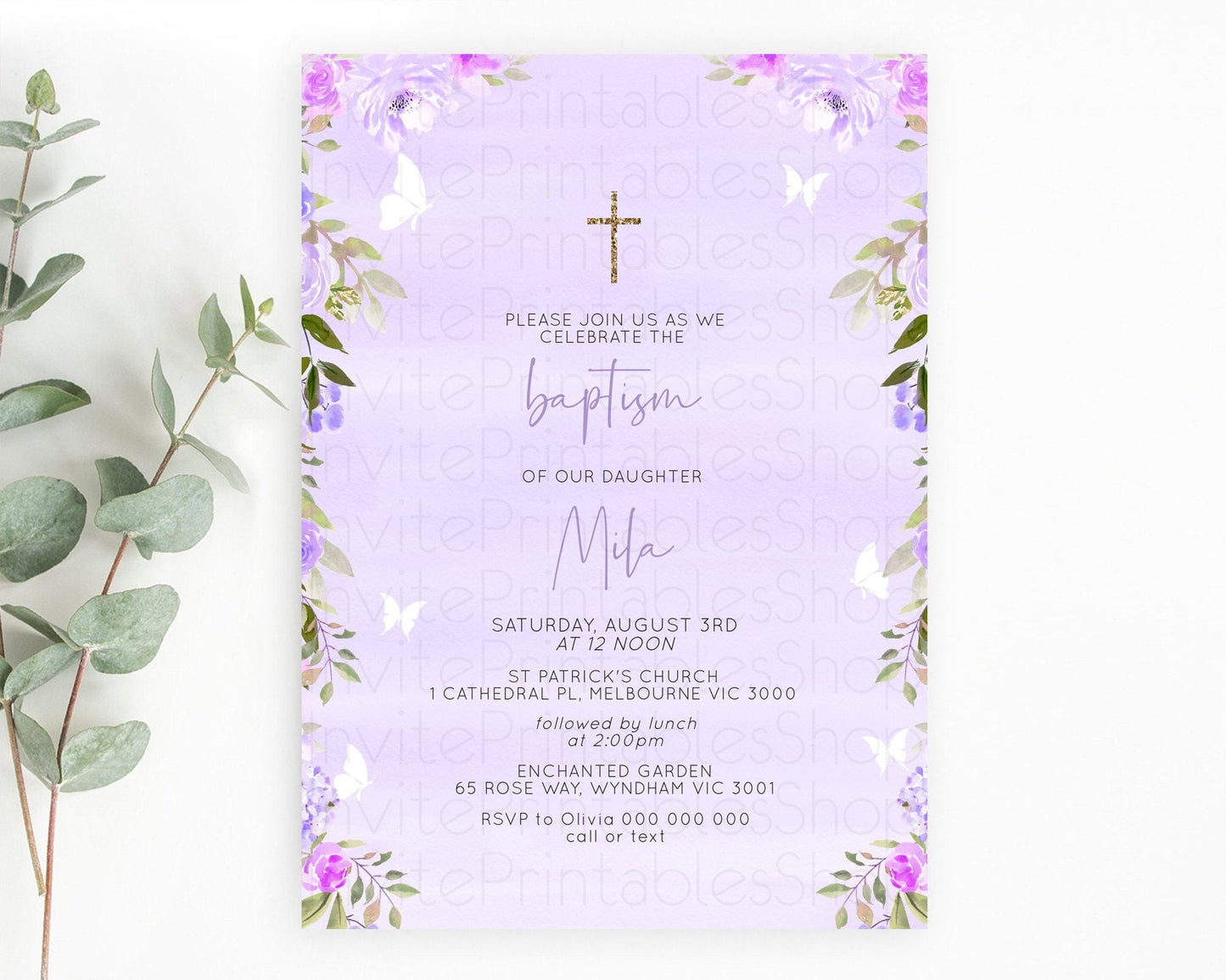 Secret Garden Baptism Invitation Wildflower Baptism Birthday Invite Pastel Flowers Christening Invite Enchanted Garden Boho Floral D10719