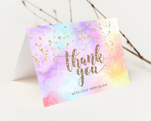 Pastel Thank You Rainbow Thank You Card Colorful Pastel Birthday Thank You Card Confetti Watercolor Pastel Teacher Thank You Cards D10435