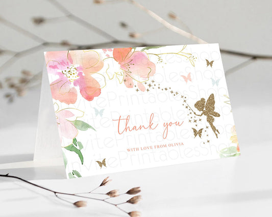 Editable Fairy Thank You Fairy Thank You Card Enchanted Garden Pastel Butter