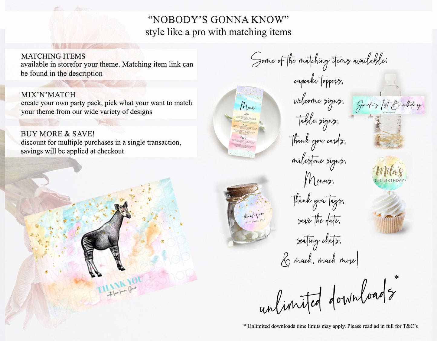 Pastel Okapi Thank You Rainbow Okapi Thank You Card Colorful Rainbow Birthday Thank You Pastel Okapi Teacher Thank You Card Template D10282