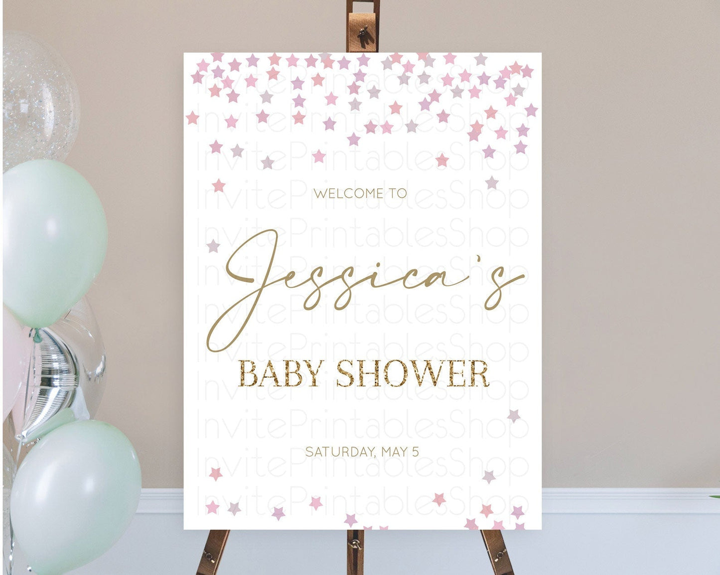 Star Baby Shower Welcome Board Pastel Stars Welcome Sign Shooting Star Rainbow Colorful Confetti Twinkle Little Star Welcome Sign D10344