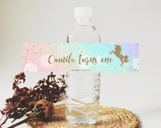 Editable Unicorn Rainbow Water Label Unicorn Unicorn Party Decor Magical uni