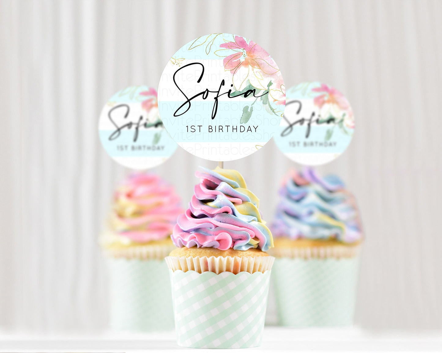 Secret Garden Cupcake Toppers Wildflower Cupcake Toppers Pastel Flowers Cupcake Toppers Enchanted Garden Boho Floral First Birthday D10304