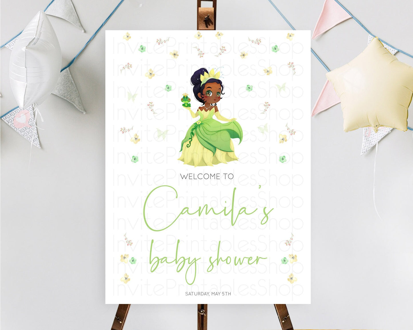 Princess Baby Shower Welcome Sign Castle Welcome Board Secret Garden Enchanted Castle Pastel Floral Garden Baby Shower Welcome Sign D10348