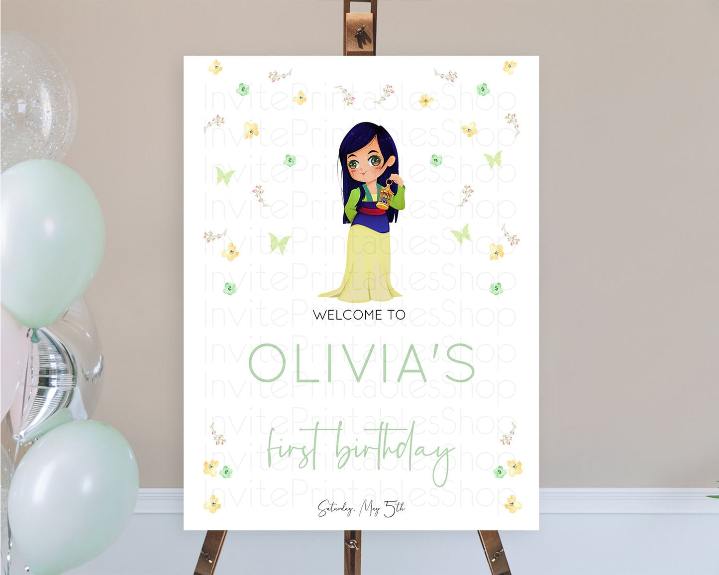 Princess Birthday Welcome Sign Castle Welcome Board Secret Garden Enchanted Castle Pastel Floral Garden First Birthday Welcome Sign D10350