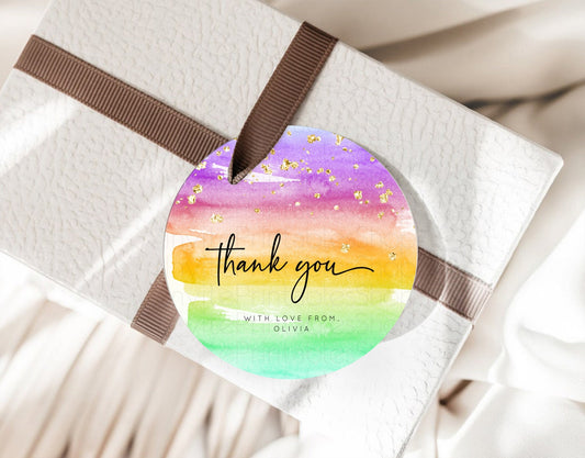 Editable Pastel Thank You Tags Rainbow Thank You Gift Tags Colorful Pastel F