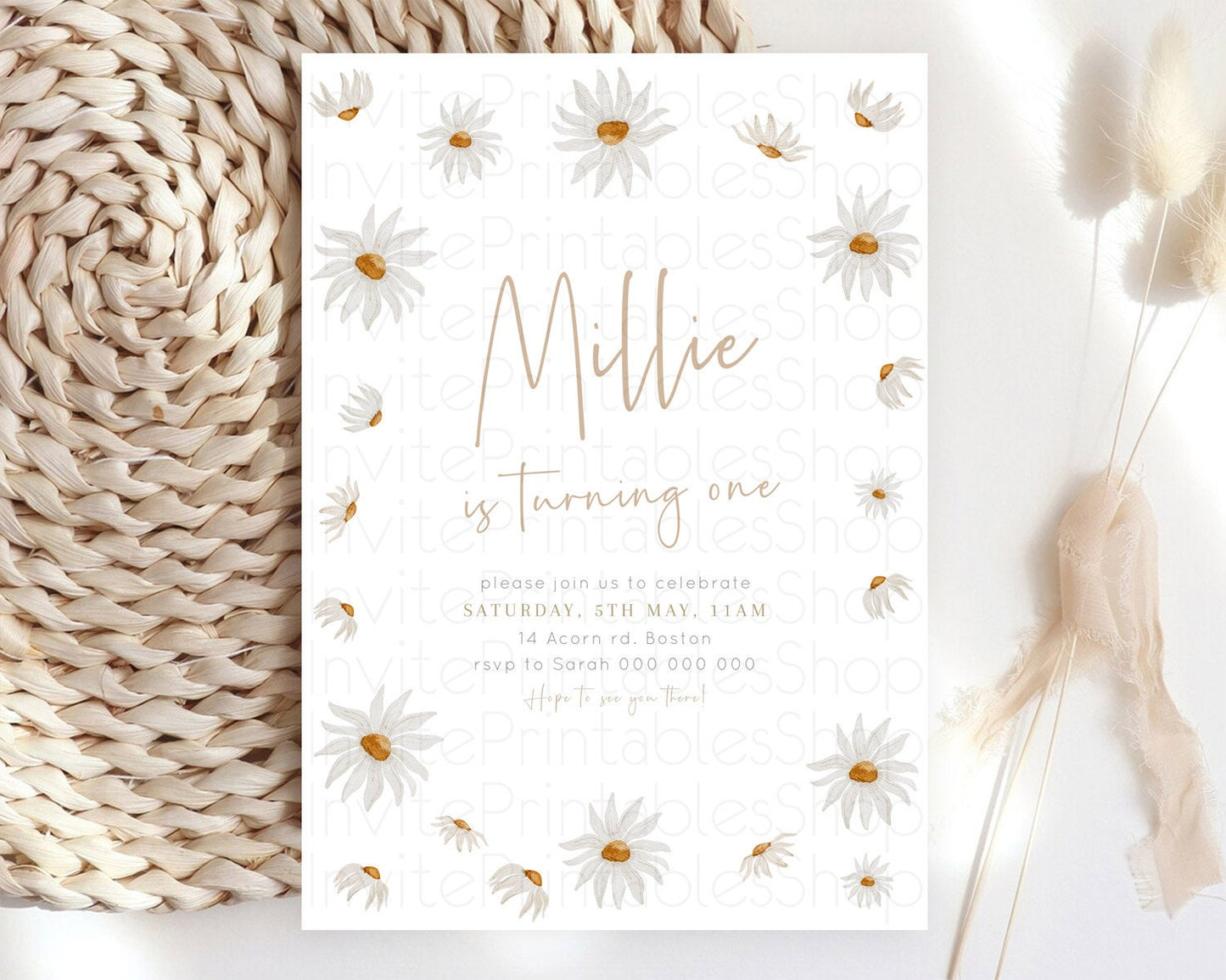 Secret Garden Invitation Wildflower Birthday Invitation Pastel Flowers Invite Enchanted Garden Boho Floral 3rd 2nd First Birthday D23361