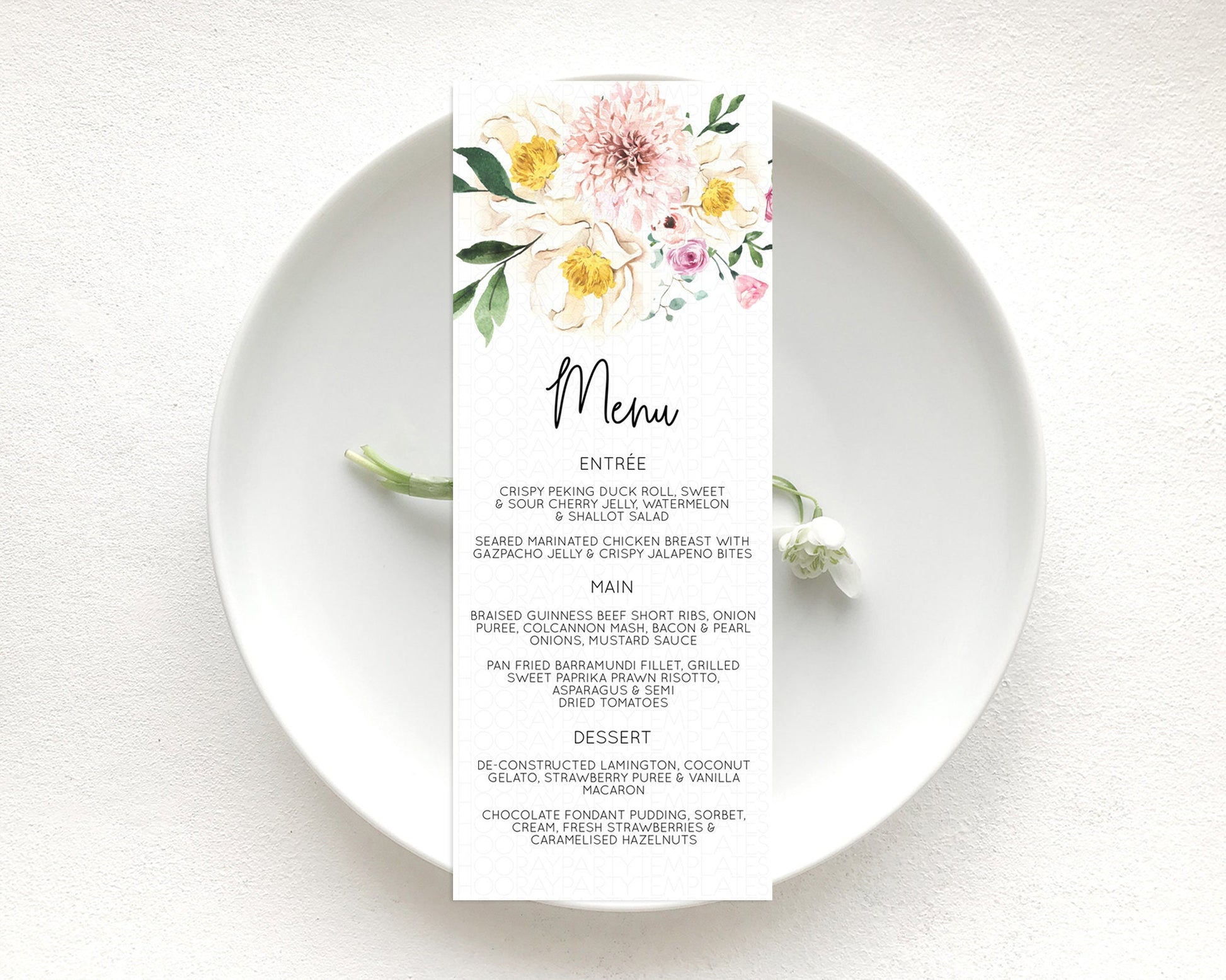 Editable Secret Garden Menu Wildflower Menu Template Pastel Flower Garden Ta