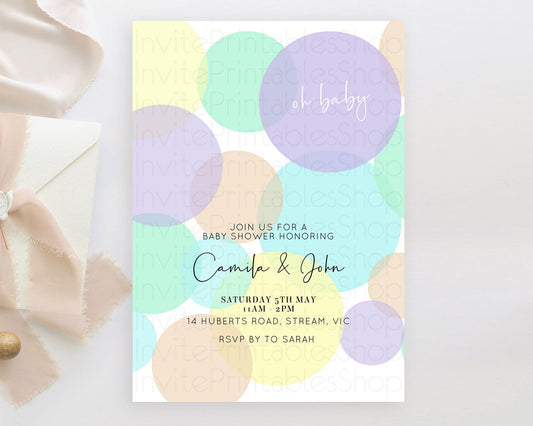 Editable Pastel Rainbow Baby Shower Invitation Pastel Confetti Invitation Sp