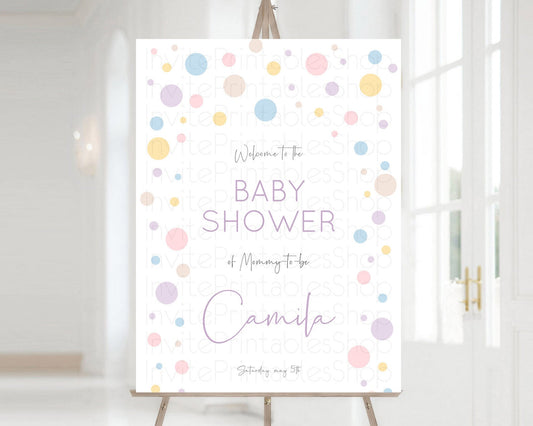 Rainbow Baby Shower Welcome Sign Pastel Welcome Board Pastel Rainbow Confetti Welcome Sign Colorful Bubbles Pastel Welcome Sign D10759