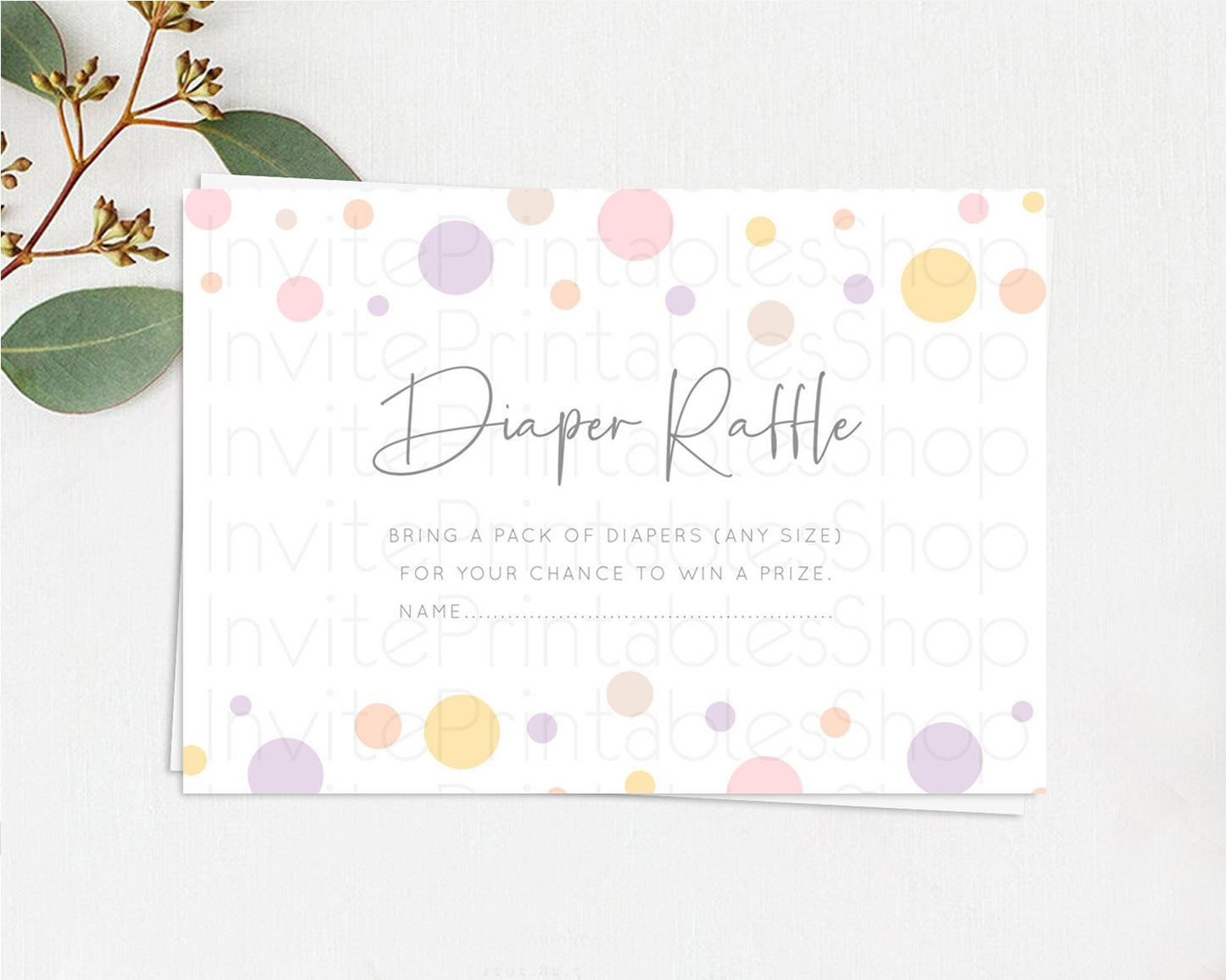 Rainbow Diaper Raffle Card Pastel Sprinkles Diaper Raffle Insert Rainbow Confetti Diaper Ticket Colorful Bubbles Pastel Raffle Game D10759