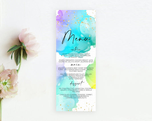 Editable Pastel Menu Pastel Rainbow Menu Template Colorful Pastel Table Deco