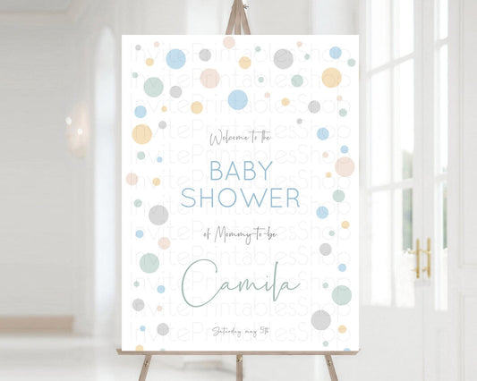 Rainbow Baby Shower Welcome Sign Pastel Welcome Board Pastel Rainbow Confetti Welcome Sign Colorful Bubbles Pastel Welcome Sign D11021