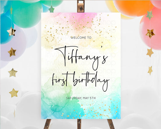 Editable Pastel Welcome Sign Pastel Rainbow Welcome Sign Colorful Rainbow Co