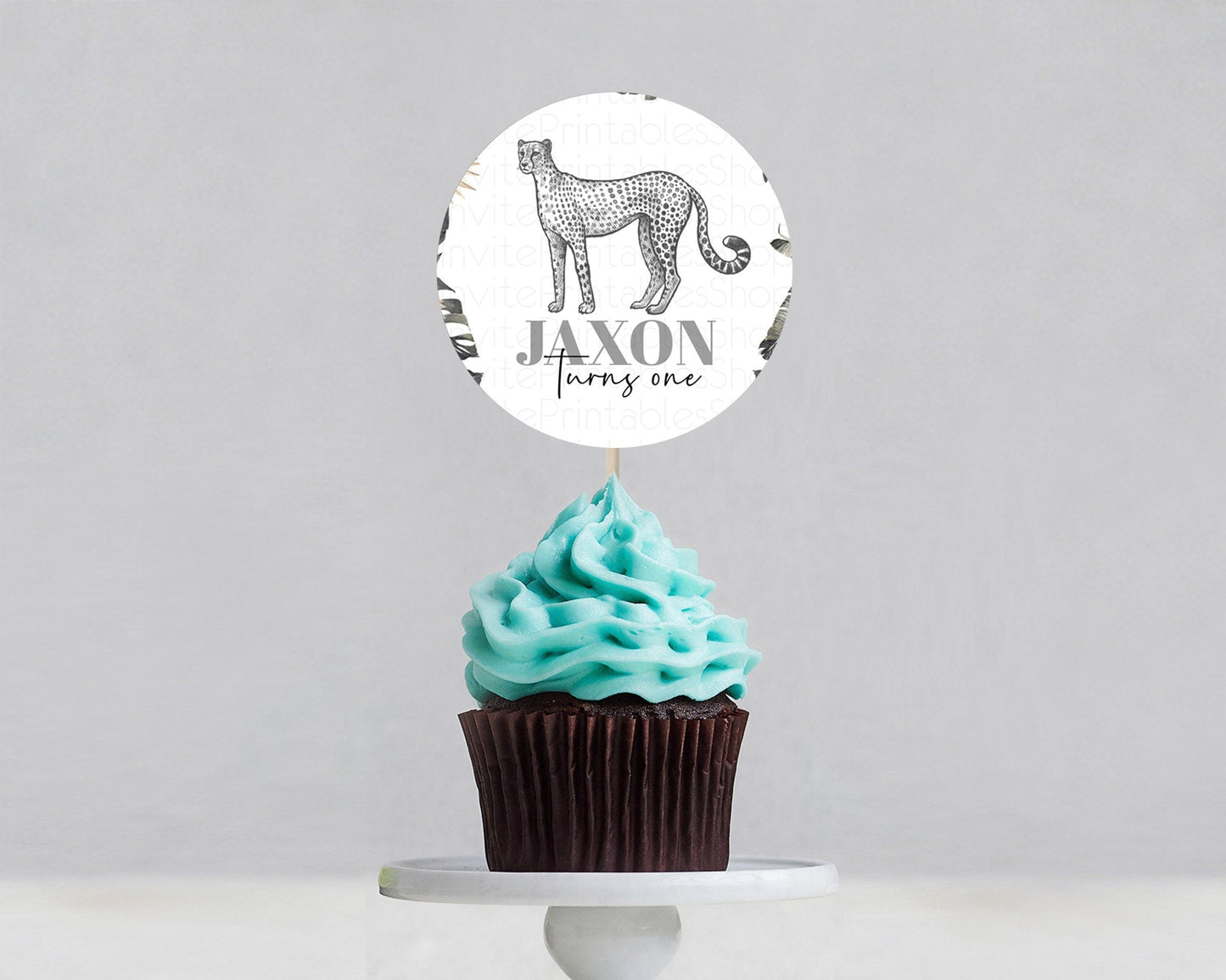 Cheetah Cupcake Toppers Cheetah Cupcake Cheetah Safari Cupcake Adventure Cheetah Cupcake Topper Palm Leaf Zoo First Birthday Decor D10823