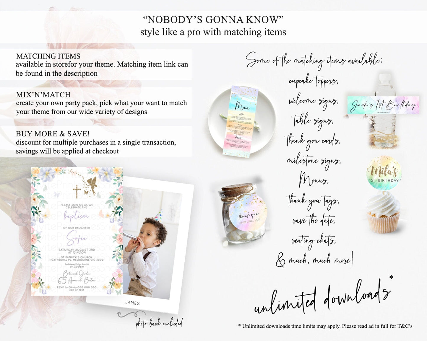 Fairy Baptism Invitation Fairy Baptism 1st Birthday Invitation Enchanted Secret Garden Christening Invite Pastel Floral Butterfly D10474