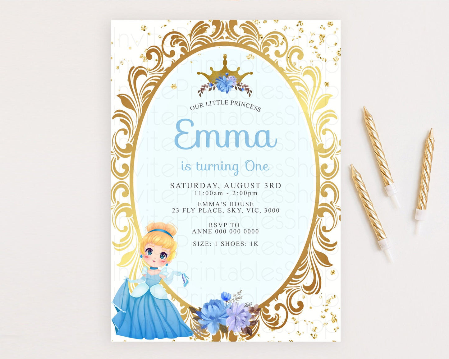 Editable Princess Birthday Invitation Castle Invitation Royal Birthday Fairy