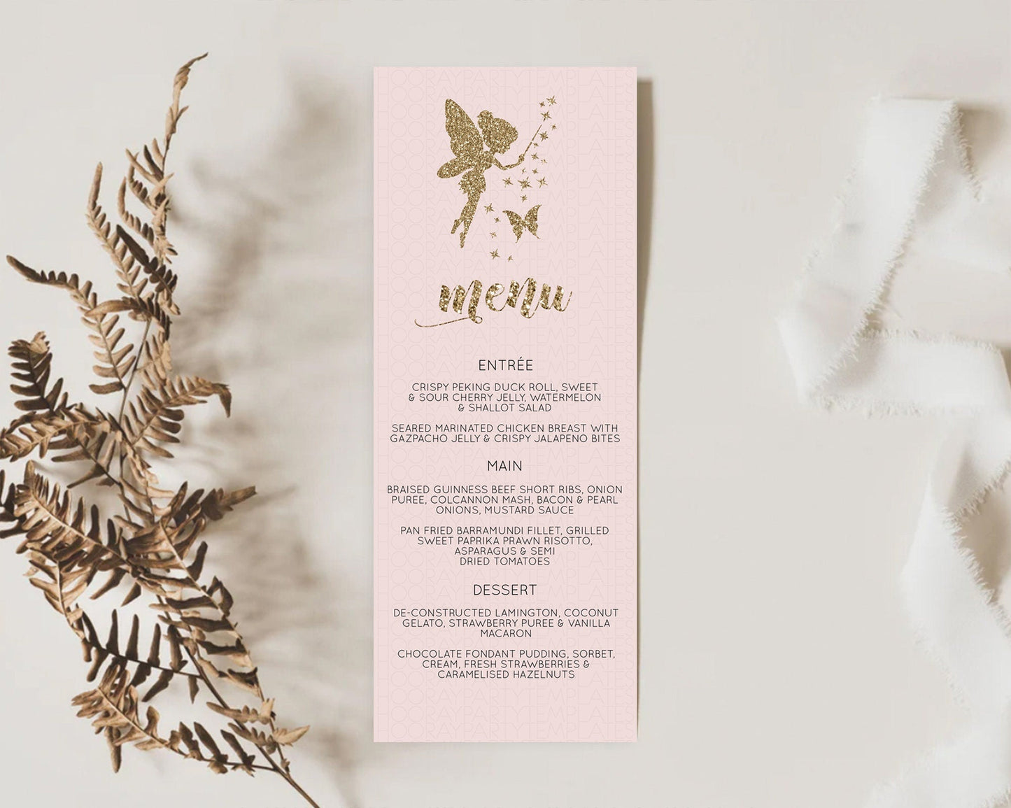 Fairy Menu Fairy Menu Template Enchanted Garden Pastel Floral Butterfly Table Decor Fairy Secret Garden Dinner Dessert Food Menu D10899