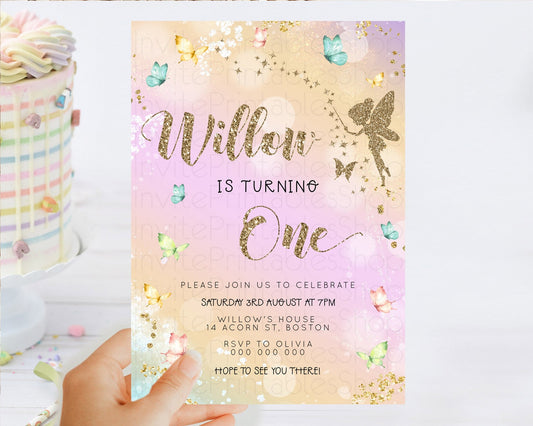 Editable Pastel Fairy Birthday Invitation Pastel Butterflies Fairy Birthday