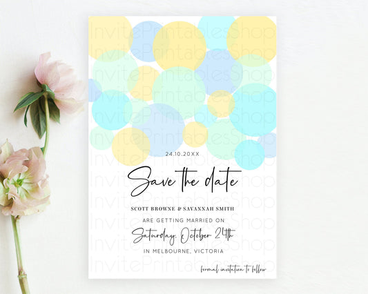 Pastel Confetti Save The Date Template Rainbow Colorful Sprinkles Party For 1st Birthday Baptism Baby Shower Wedding Bridal Shower 100206