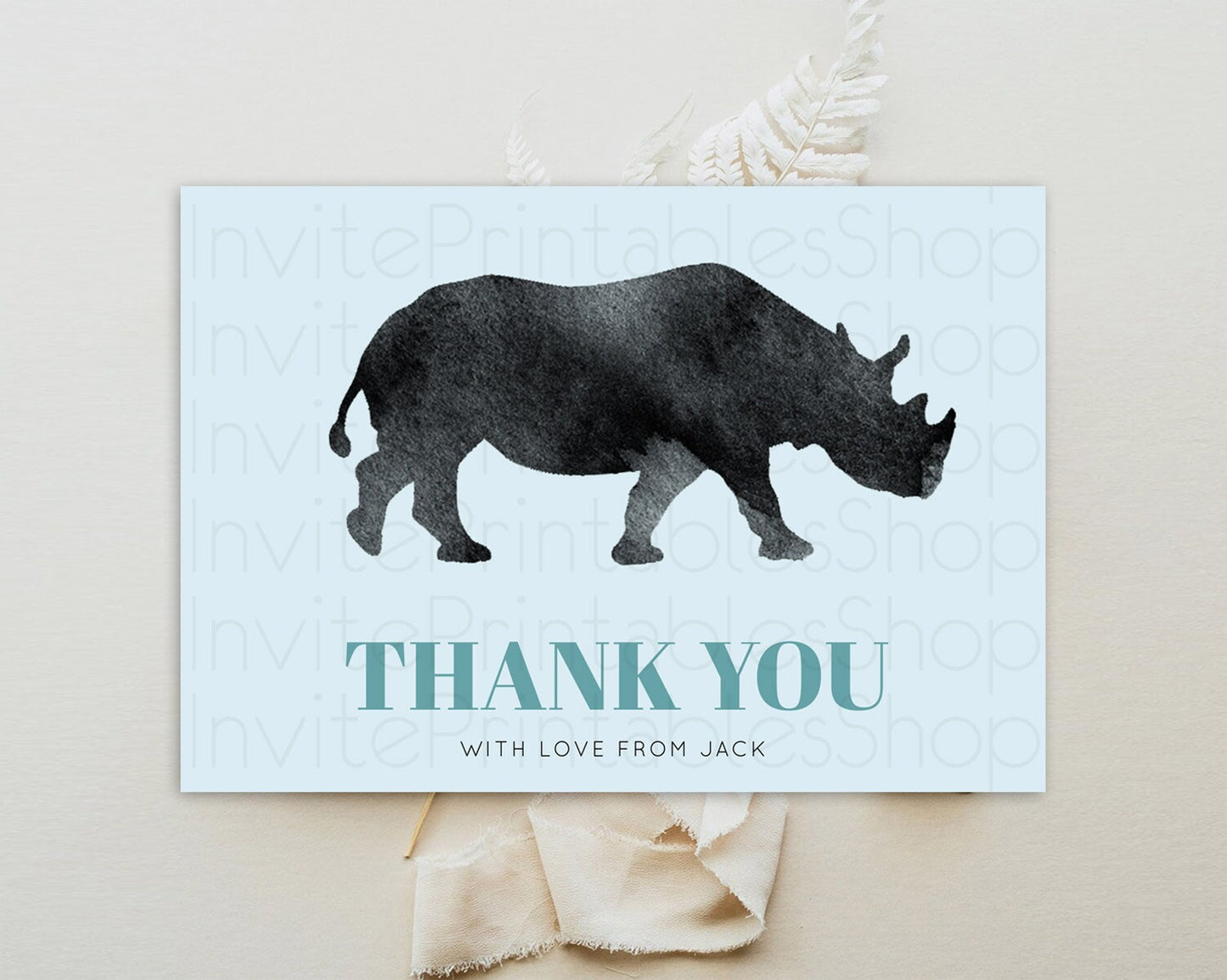 Rhino Thank You Rhino Thank You Card Rhino Birthday Thank You Card Rhino Card Template First Birthday Rhino Teacher Thank You Cards D10801