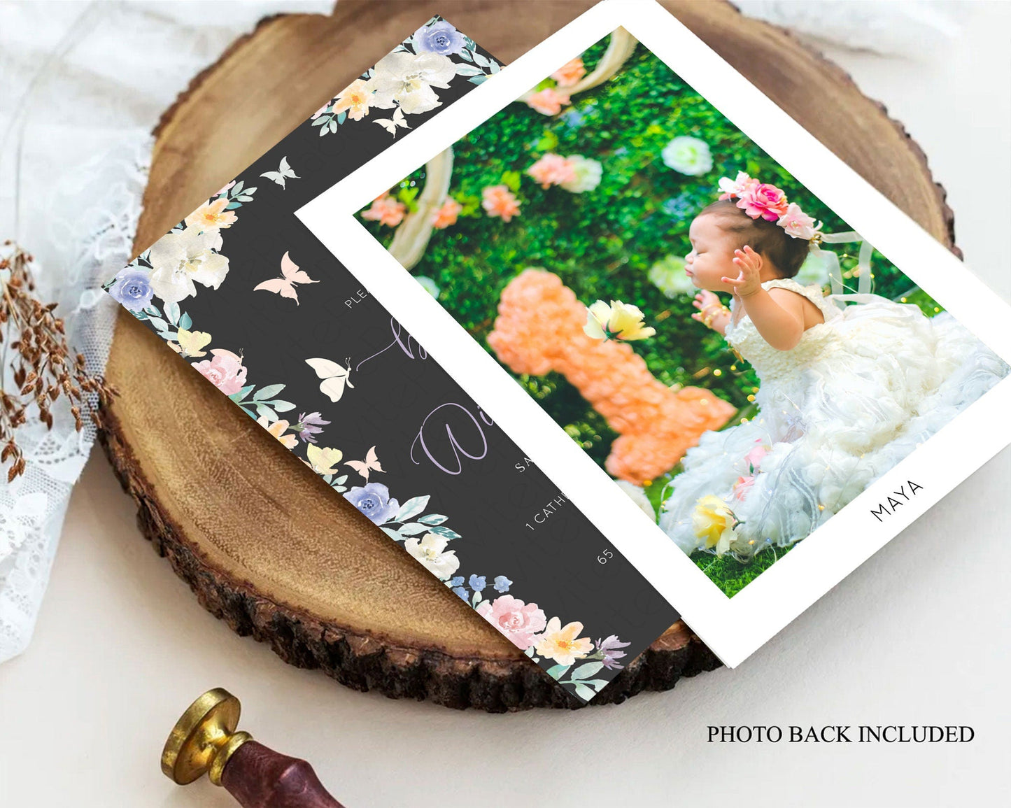 Secret Garden Baptism Invitation Wildflower Baptism Birthday Invite Pastel Flowers Christening Invite Enchanted Garden Boho Floral D10322