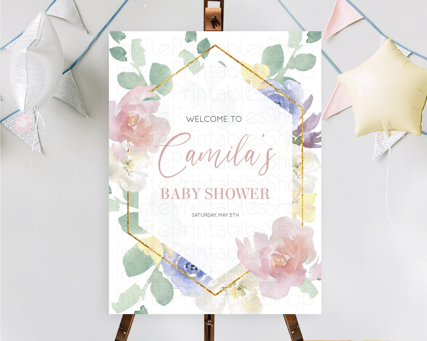 Secret Garden Baby Shower Welcome Sign Wildflower Welcome Board Pastel Flower Garden Welcome Poster Boho Wildflower Welcome Sign D10254