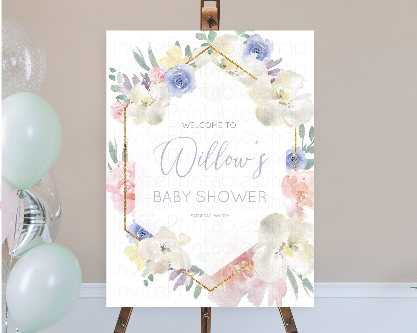 Secret Garden Baby Shower Welcome Sign Wildflower Welcome Board Pastel Flower Garden Welcome Poster Boho Wildflower Welcome Sign D10254