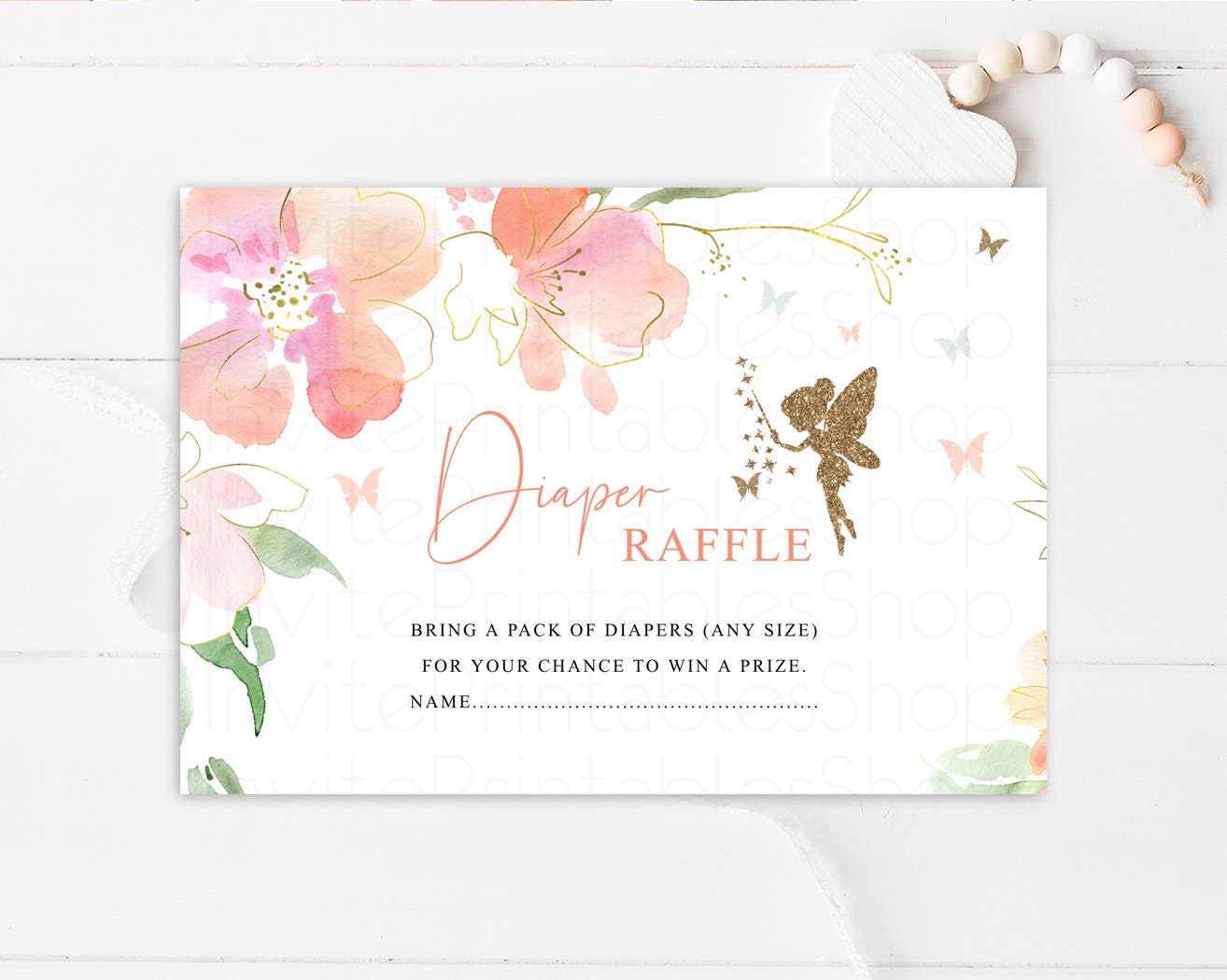 Editable Fairy Diaper Raffle Pastel Floral Diaper Request Glitter Magic Diap