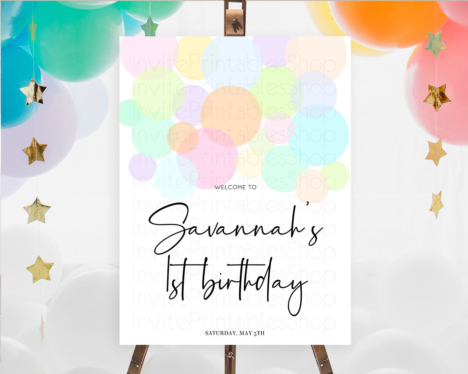 Editable Rainbow Welcome Sign Pastel Welcome Board Pastel Rainbow Confetti W