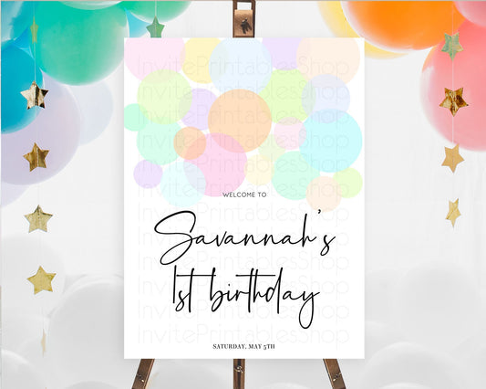 Editable Rainbow Welcome Sign Pastel Welcome Board Pastel Rainbow Confetti W
