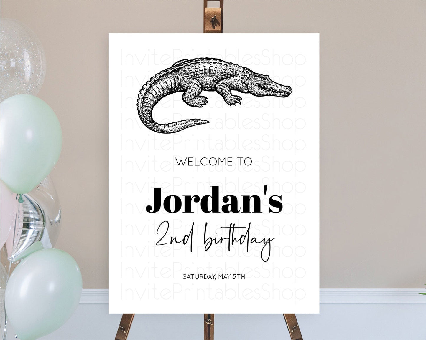 Crocodile Welcome Sign Alligator Welcome Board Croc Gator Party Welcome Poster Safari Decor Croc Gator First Birthday Welcome Sign D10286