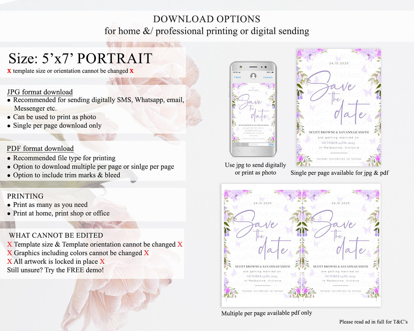 Wildflower Save The Date Template Secret Garden Save The Date Pastel Floral Garden Party Boho Flowers Birthday Baby Shower Wedding D10719