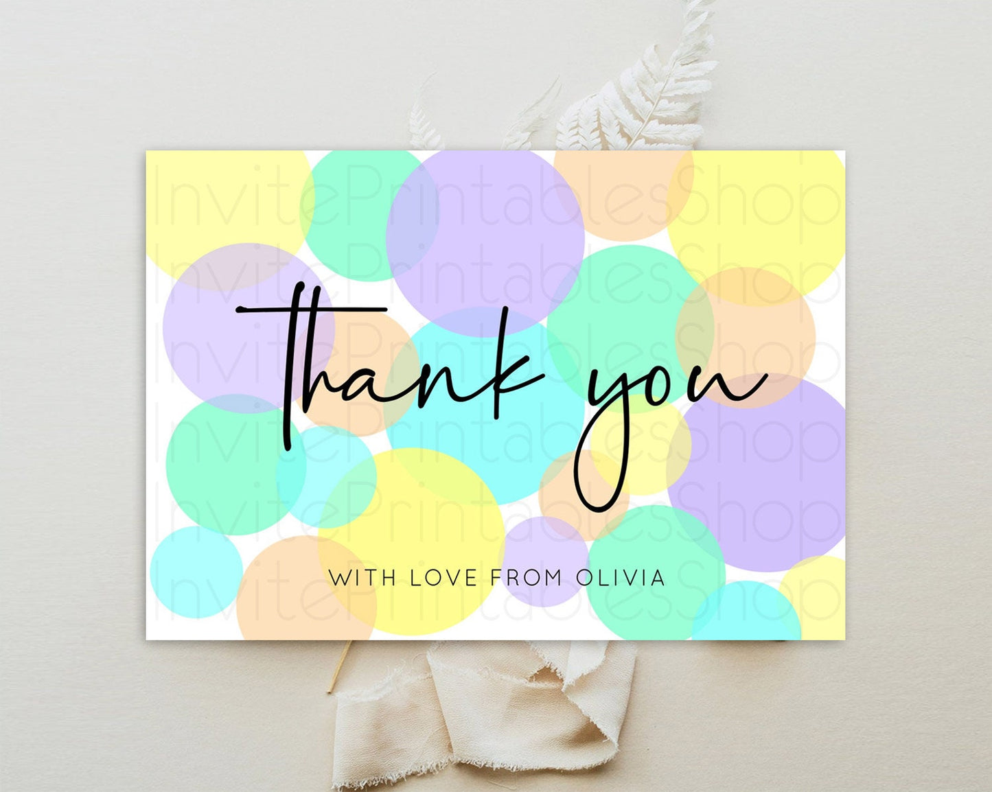 Rainbow Thank You Pastel Thank You Card Pastel Rainbow Birthday Thank You Confetti Colorful Pastel Cards Teacher Thank You Cards D10412