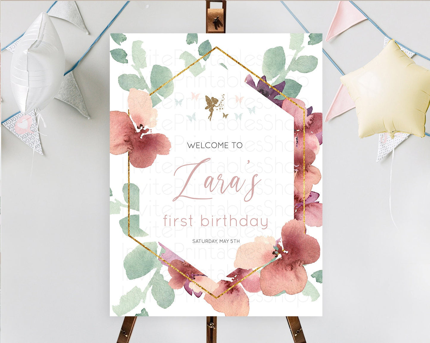 Fairy Welcome Sign Fairy Welcome Board Enchanted Garden Pastel Floral Butterfly Decor Secret Garden First Birthday Welcome Sign D10460