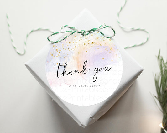 Pastel Thank You Tags Rainbow Thank You Gift Tags Colorful Pastel Favor Tags Confetti Watercolor Pastel First Birthday Thank You D10769