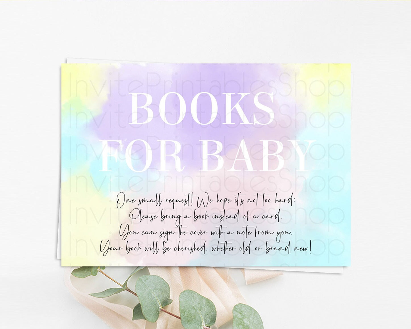 Pastel Books For Baby Card Pastel Rainbow Book Insert Colorful Ombre Watercolor Book Card Confetti Glitter Baby Book Poem Request D10617