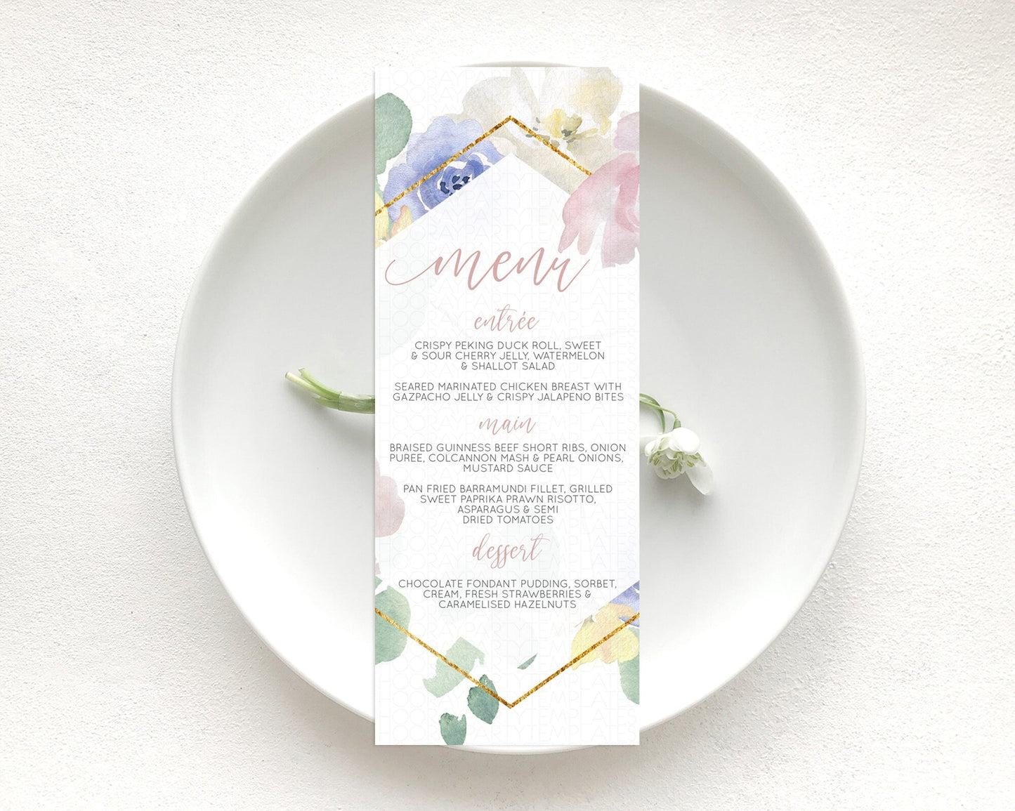 Secret Garden Menu Wildflower Menu Template Pastel Flower Garden Table Decor Boho Floral Dinner Dessert Floral Party Food Menu D10254