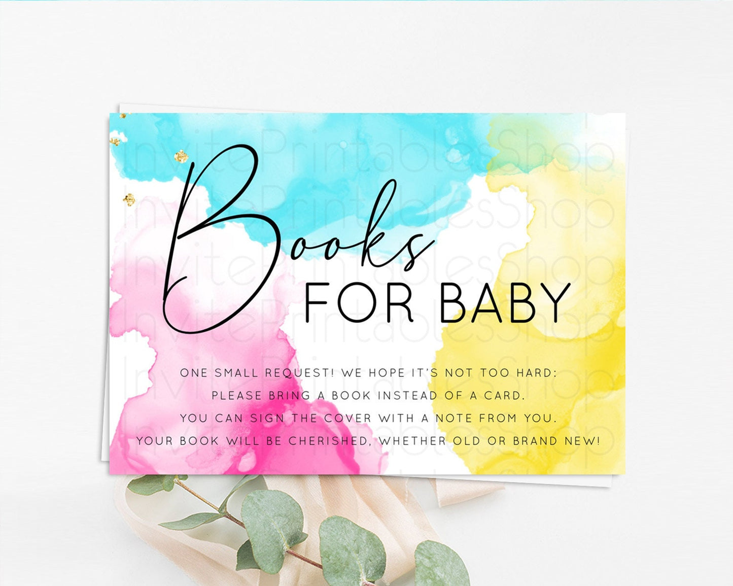 Pastel Books For Baby Card Pastel Rainbow Book Insert Colorful Ombre Watercolor Book Card Confetti Glitter Baby Book Poem Request D10898