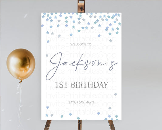 Star Welcome Board Pastel Stars Welcome Sign Shooting Star Rainbow Colorful Confetti Twinkle Little Star First Birthday Welcome Sign D10341