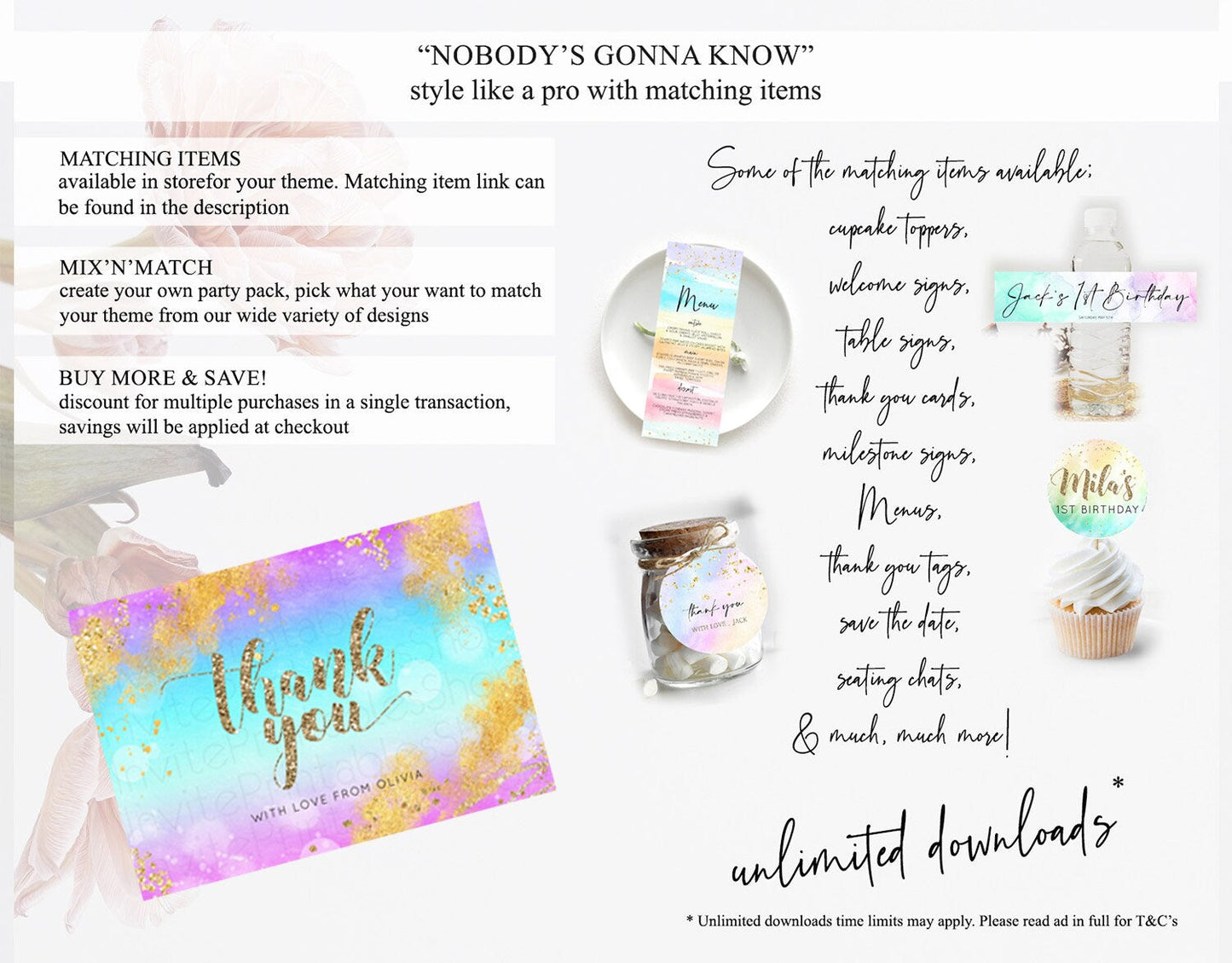 Pastel Thank You Rainbow Thank You Card Colorful Pastel Birthday Thank You Card Confetti Watercolor Pastel Teacher Thank You Cards D10564