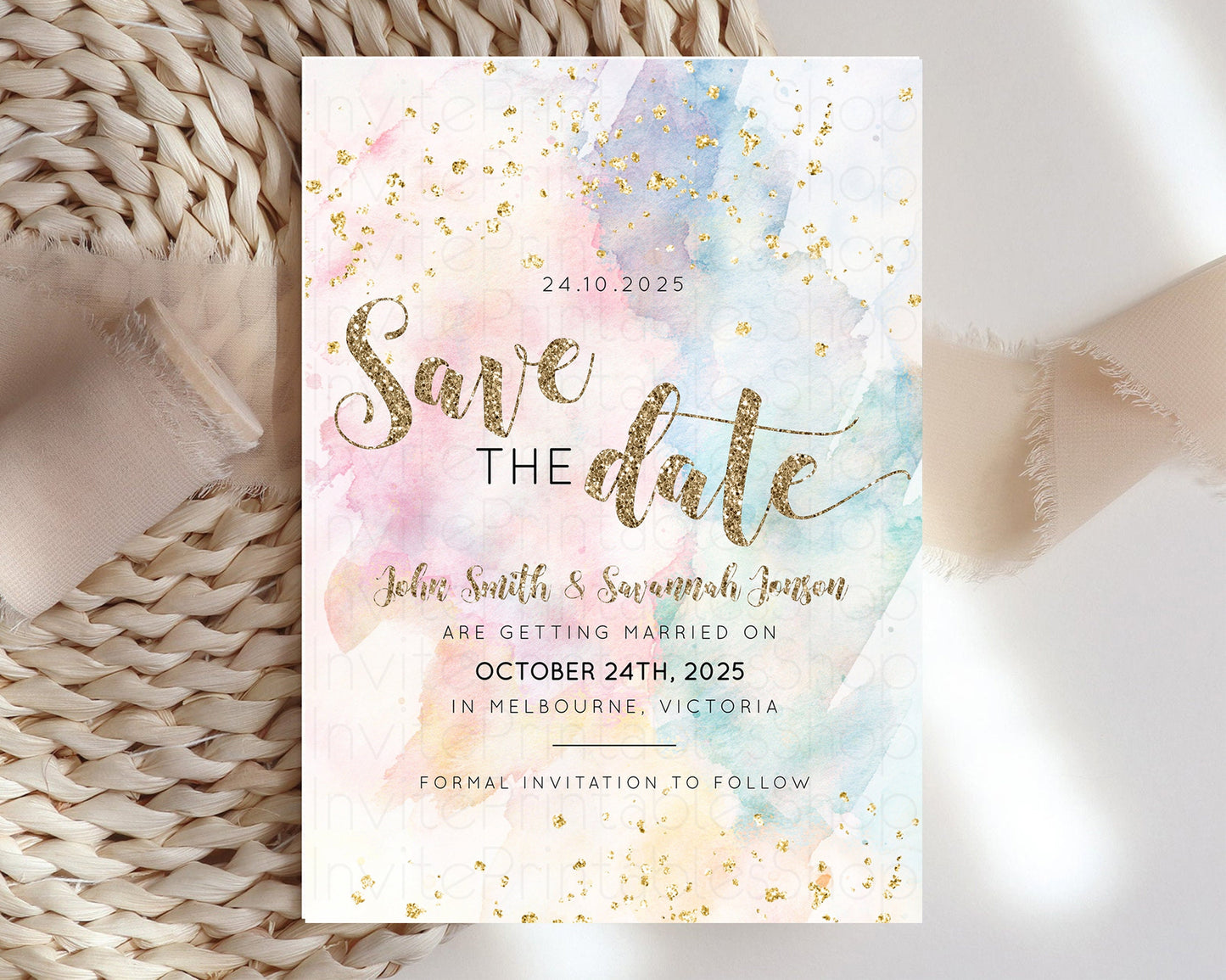 Pastel Save The Date Pastel Colors Save The Date Rainbow Colors Save The Date Ombre Invite Splash Wedding Engaged Baptism Christening 276
