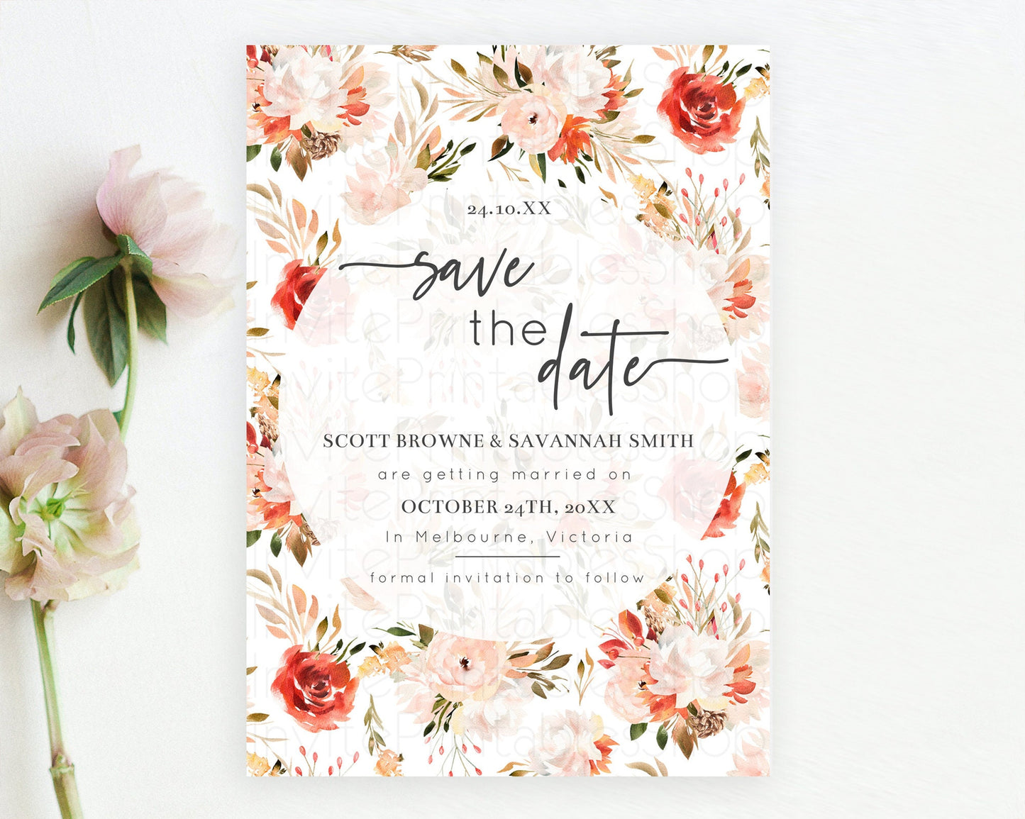 Wildflower Save The Date Template Secret Garden Save The Date Pastel Floral Garden Party Boho Flowers Birthday Baby Shower Wedding D10540