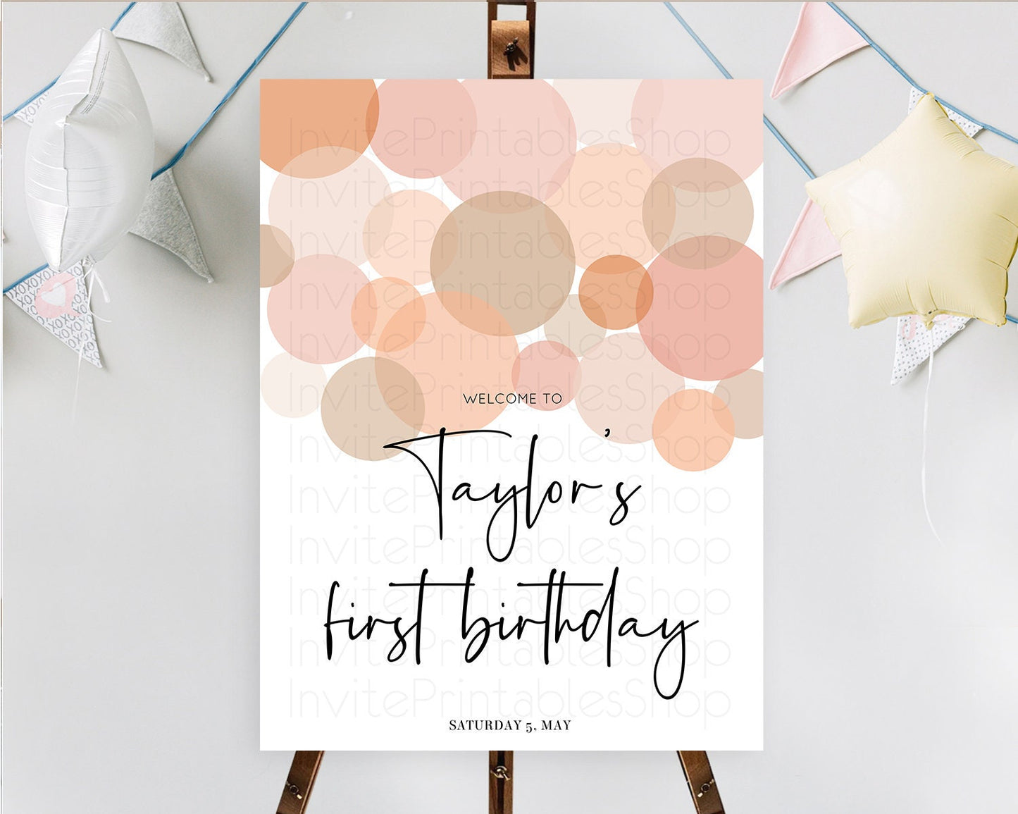 Orange Welcome Board Orange Welcome Sign Pastel Ombre Orange Confetti Welcome Poster Confetti Decor First Birthday Welcome Sign D10230