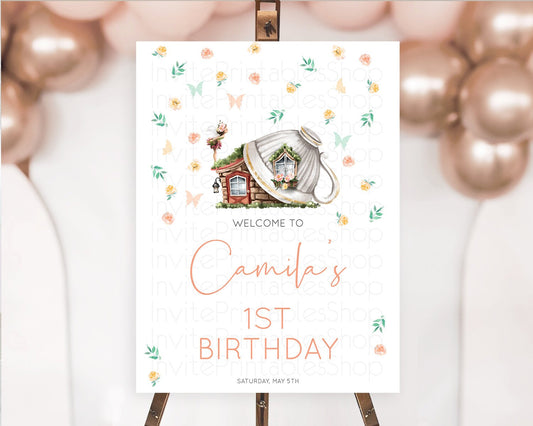 Fairy Welcome Sign Fairy Welcome Board Enchanted Garden Pastel Floral Butterfly Décor Secret Garden First Birthday Welcome Sign D10383